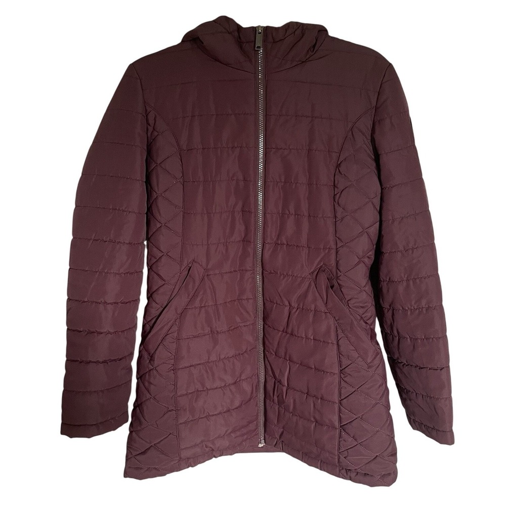 HFX Winter Coat Jacket Women's Small Plum Purple Faux Fur Lined Hooded Cozy Warm